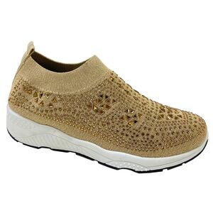 GOLD SPARKLY RHINESTONE SLIP ON SNEAKERS
